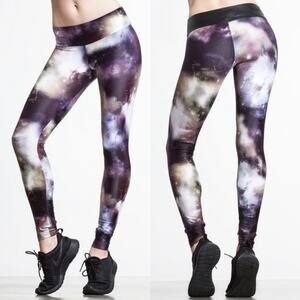 NEW SukiShufu S Universe Leatherback Leggings Long Tight Carbon38 Galaxy Gym UPF